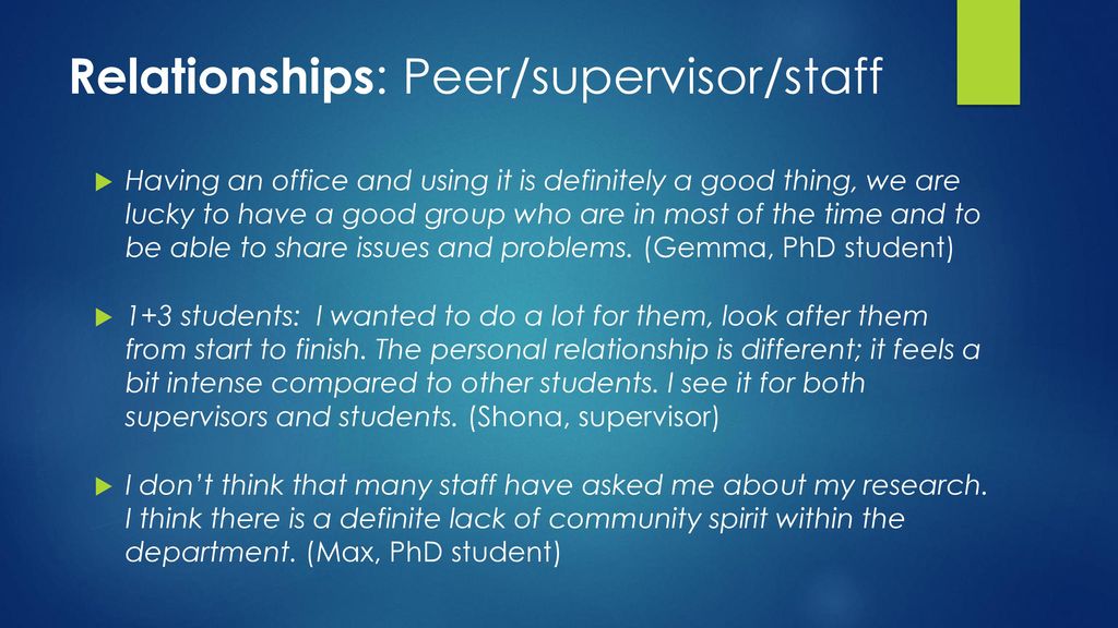 Relationships: Peer/supervisor/staff