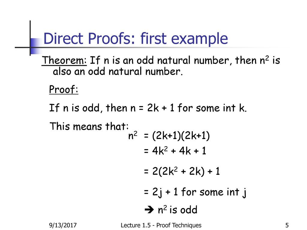 Direct Proofs: first example