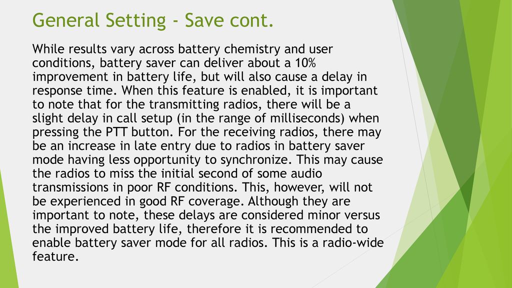 General Setting - Save cont.