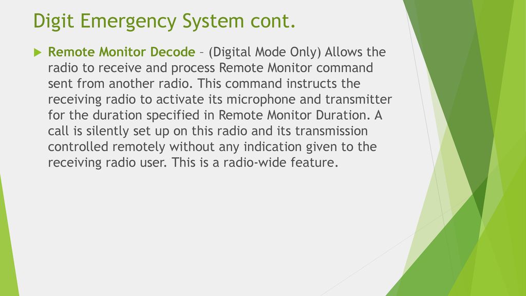 Digit Emergency System cont.