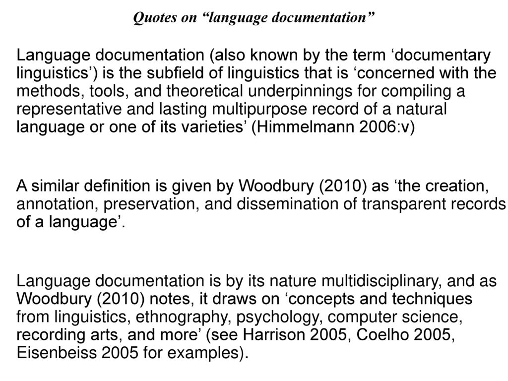 Quotes on language documentation