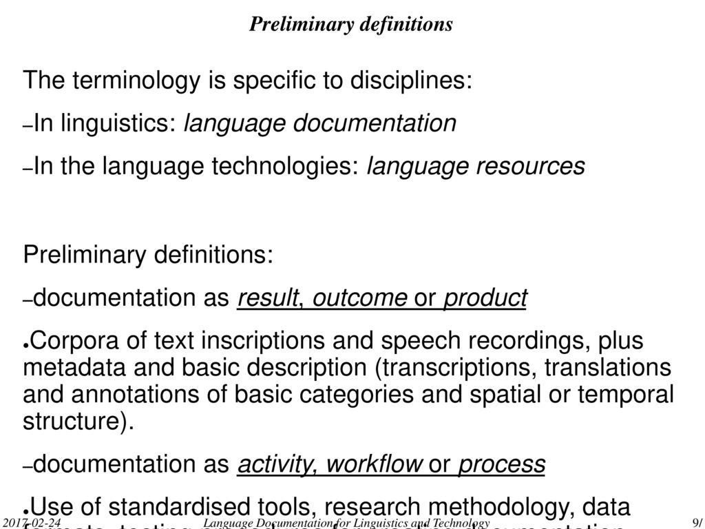 Preliminary definitions