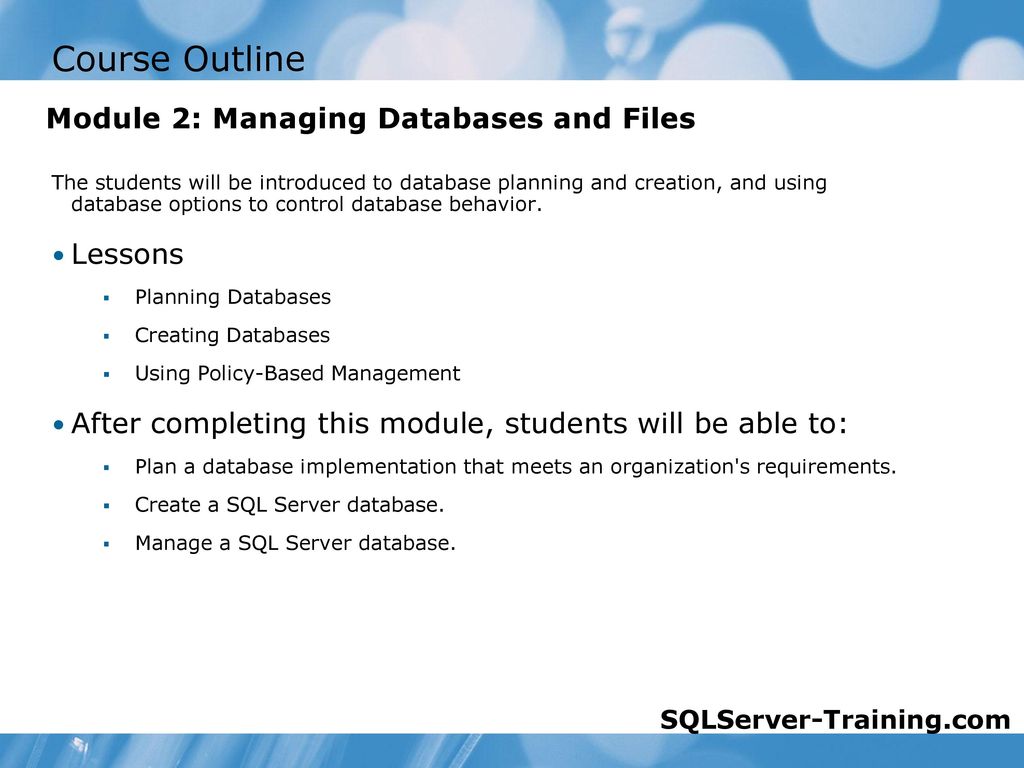 Maintaining a Microsoft SQL Server 2008 Database - ppt download