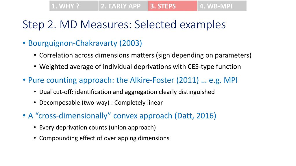 Step 2. MD Measures: Selected examples