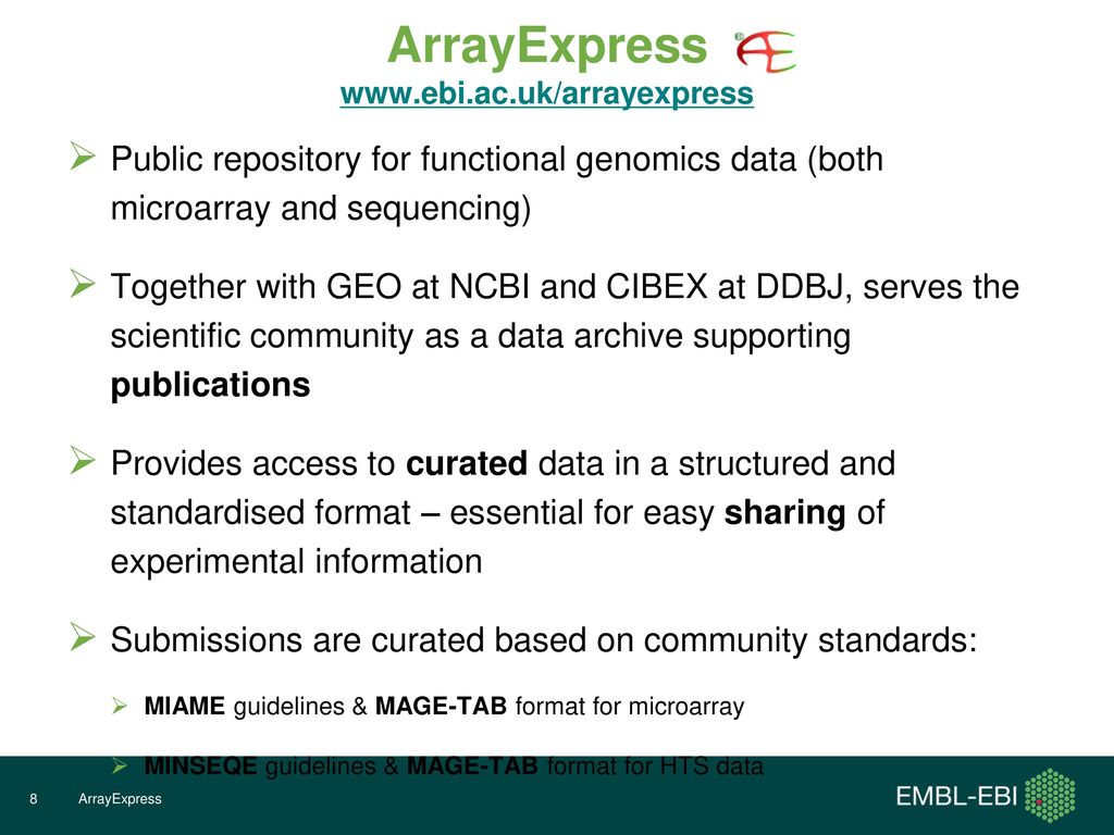 ArrayExpress and Gene Expression Atlas: - ppt download