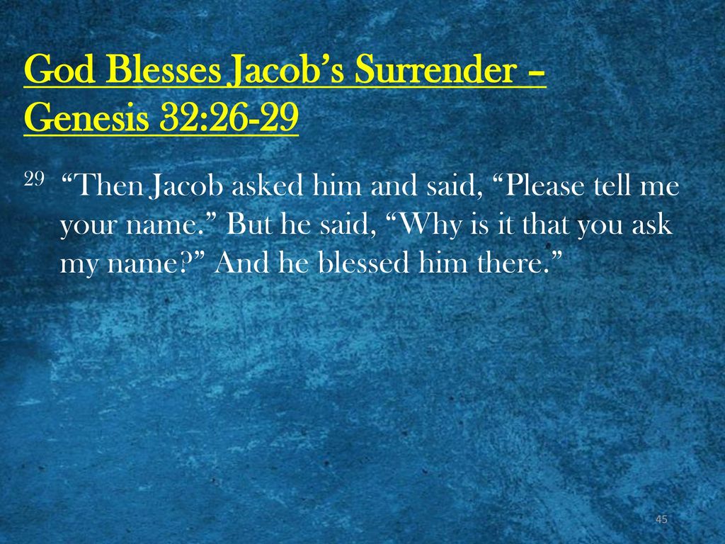 God Blesses Jacob’s Surrender – Genesis 32:26-29