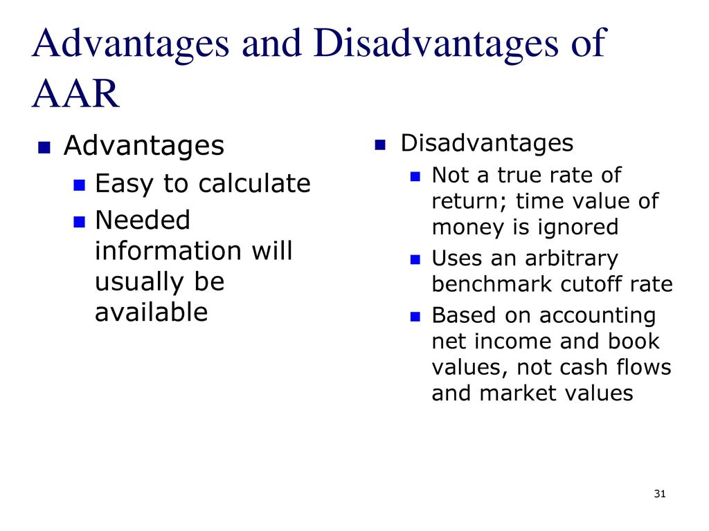 Advantages And Disadvantages Of Payback Period And Accounting Rate Of Return Net Present Value And Other Investment Criteria Ppt Download