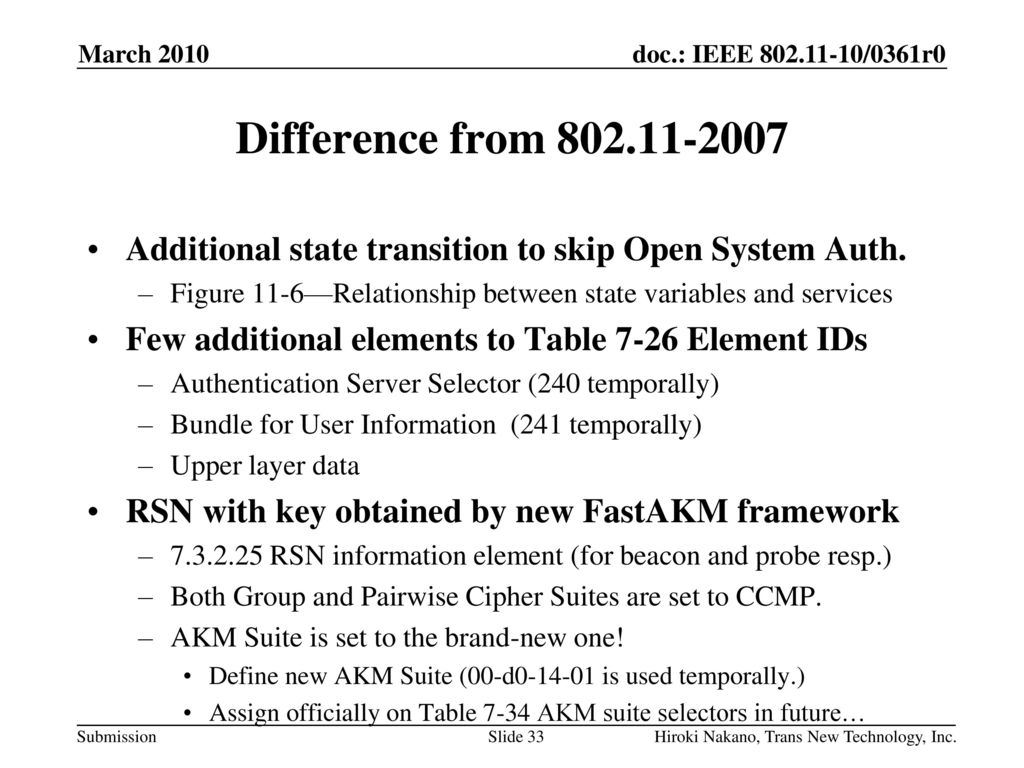March 2010 Difference from Additional state transition to skip Open System Auth.