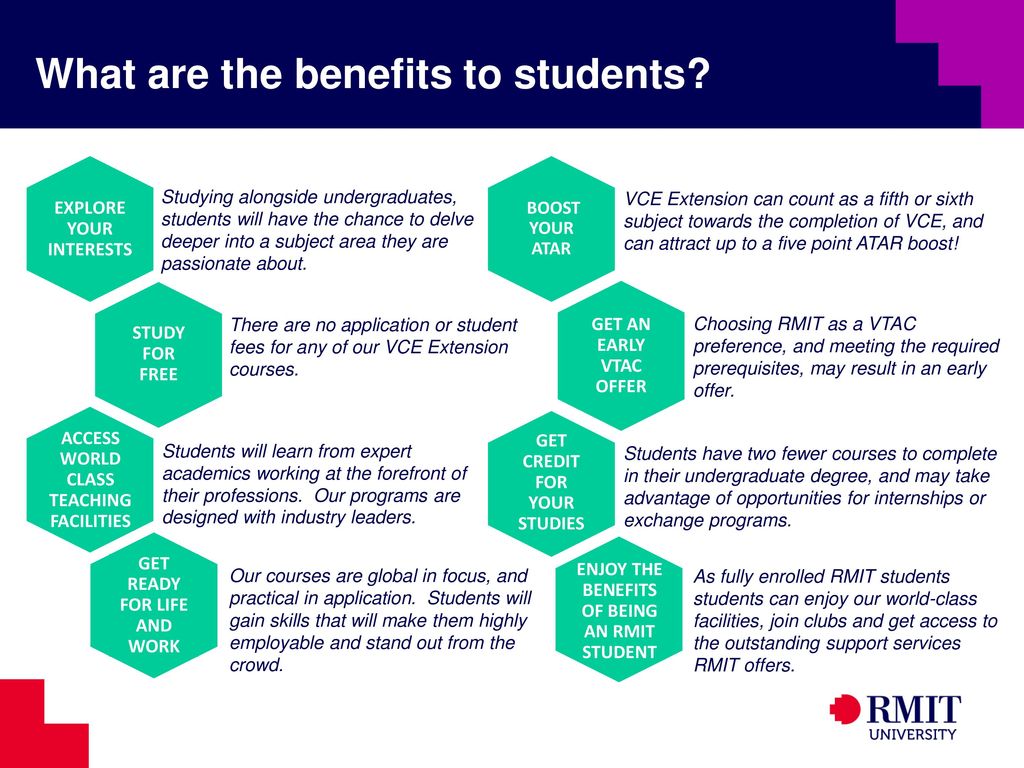 VCE Extension Studies at RMIT What can we offer your Year 12 students? Liz Moon Senior Manager