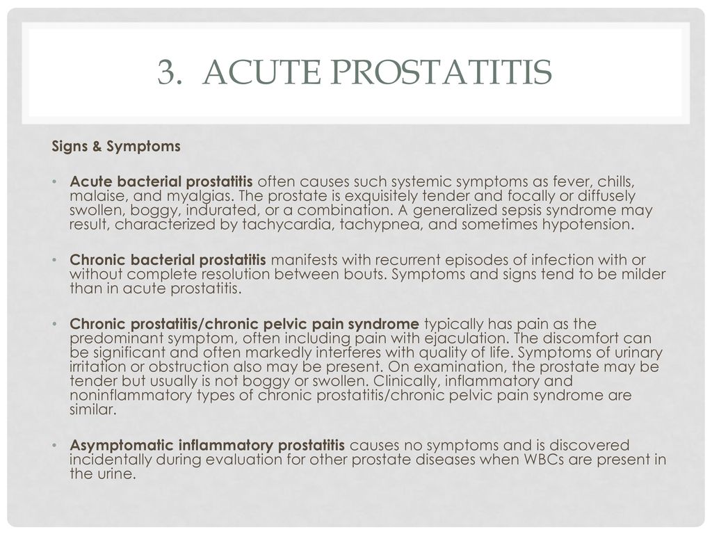 congestive prostatitis signs and symptoms