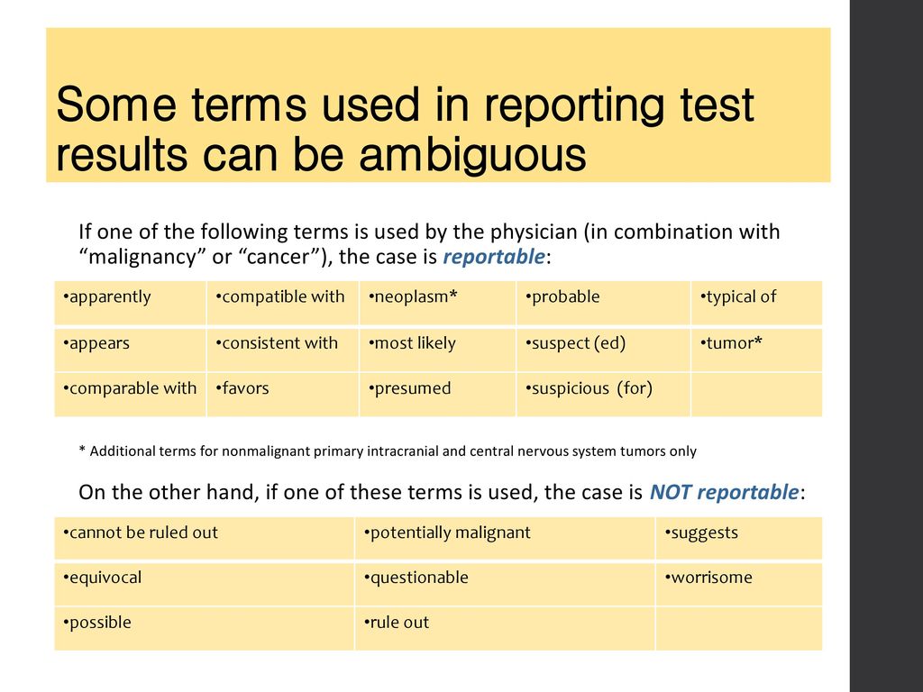 Some terms used in reporting test results can be ambiguous