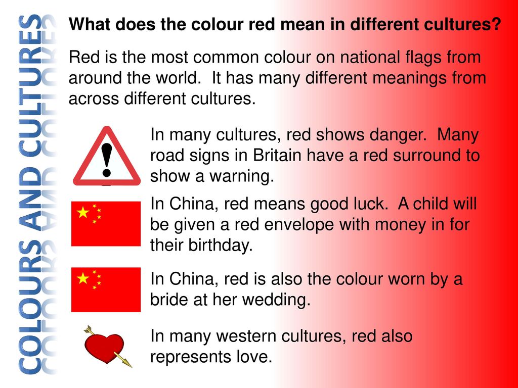 What does the colour red mean in different cultures.