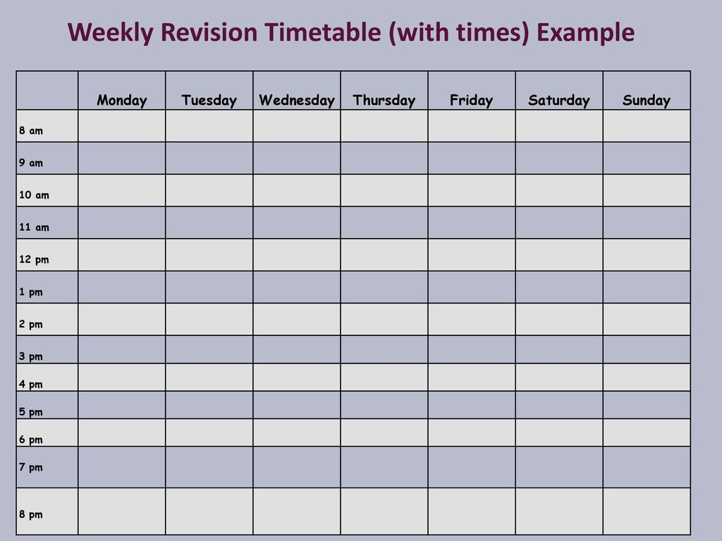 Parents Survival Guide to Year ppt video online download Regarding Blank Revision Timetable Template