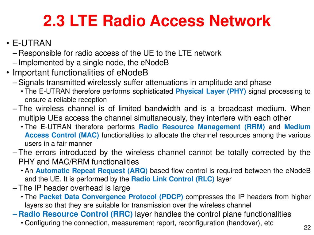2.3 LTE Radio Access Network