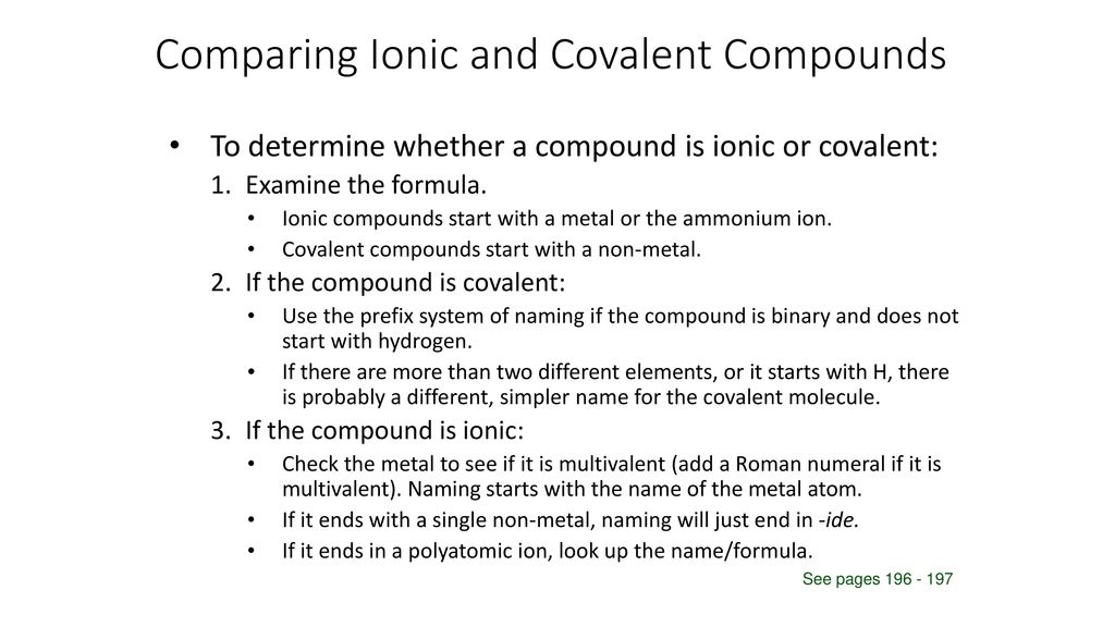 Comparing Ionic and Covalent Compounds