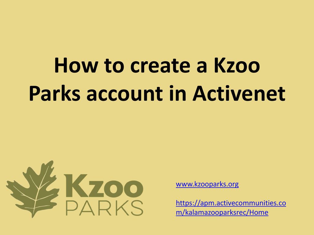 How to create a Kzoo Parks account in Activenet