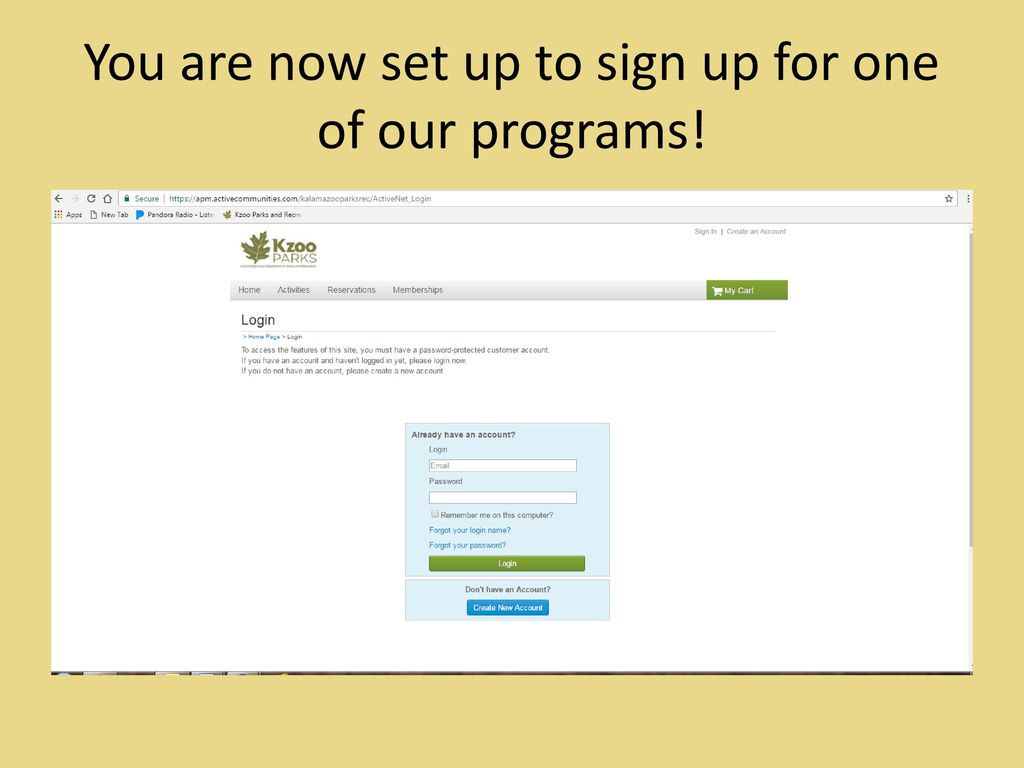 You are now set up to sign up for one of our programs!