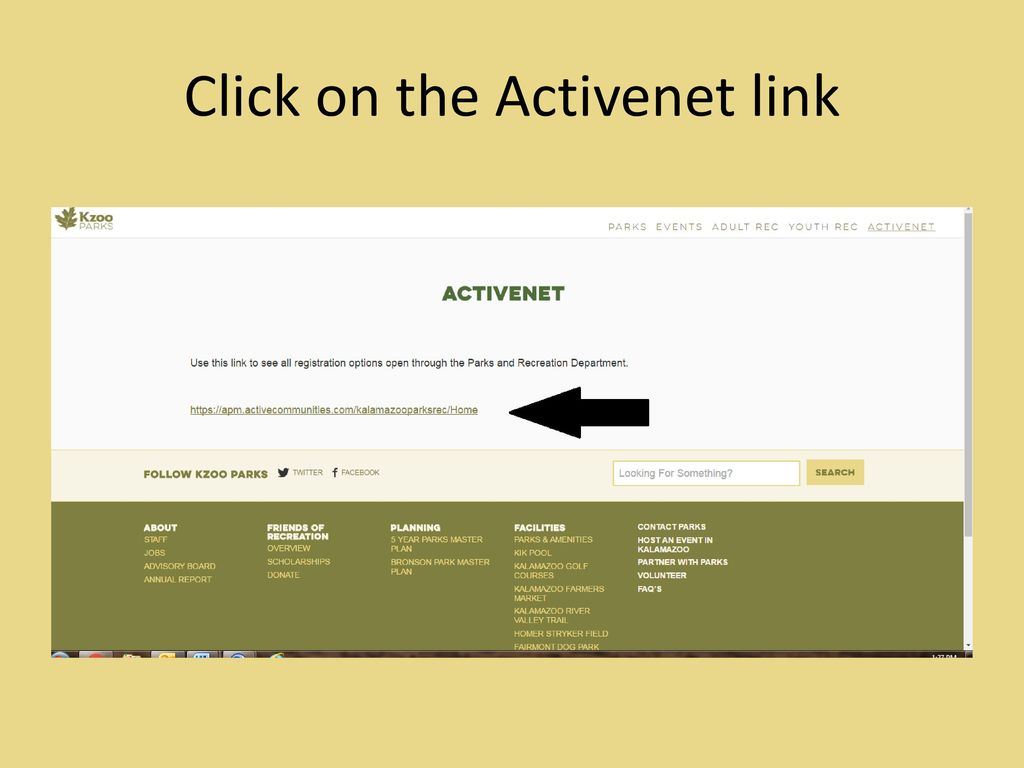 Click on the Activenet link