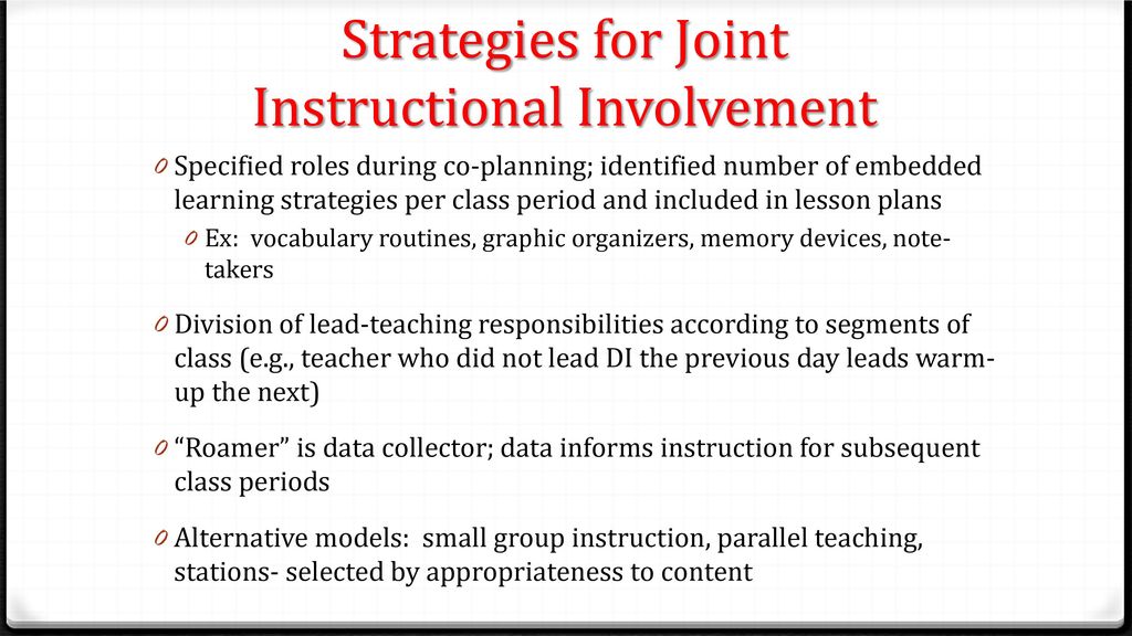 Strategies for Joint Instructional Involvement