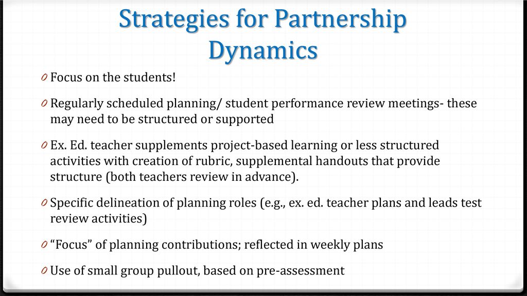 Strategies for Partnership Dynamics