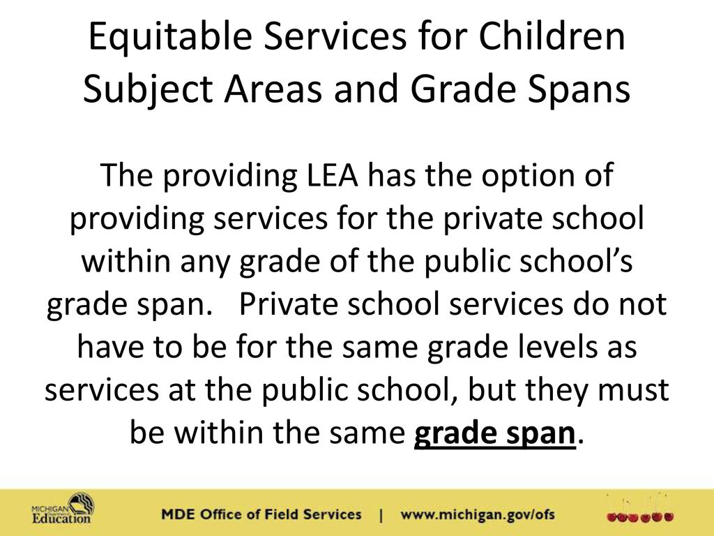 Equitable Services for Children Subject Areas and Grade Spans