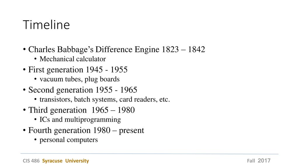 Timeline Charles Babbage’s Difference Engine 1823 – 1842