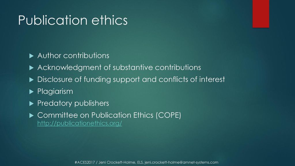 Publication ethics Author contributions
