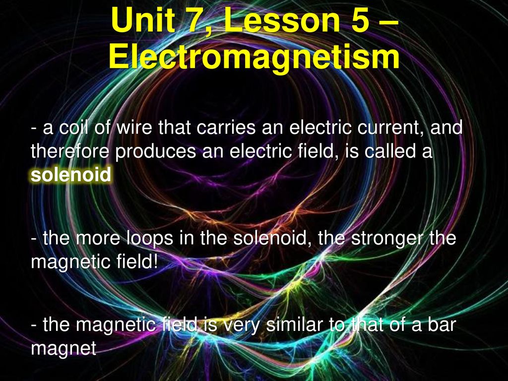 Learning Objectives I can describe electromagnetism, solenoid, and how they  work. I can explain how a magnetic field can make an electric current  through. - ppt video online download