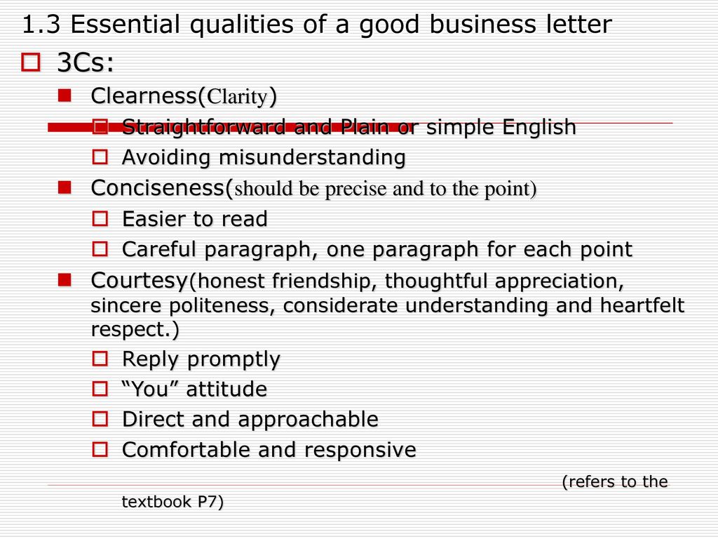 essential qualities of good business letter
