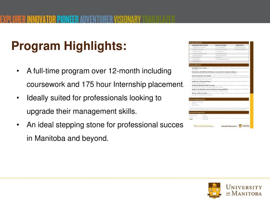 Program Highlights: A full-time program over 12-month including