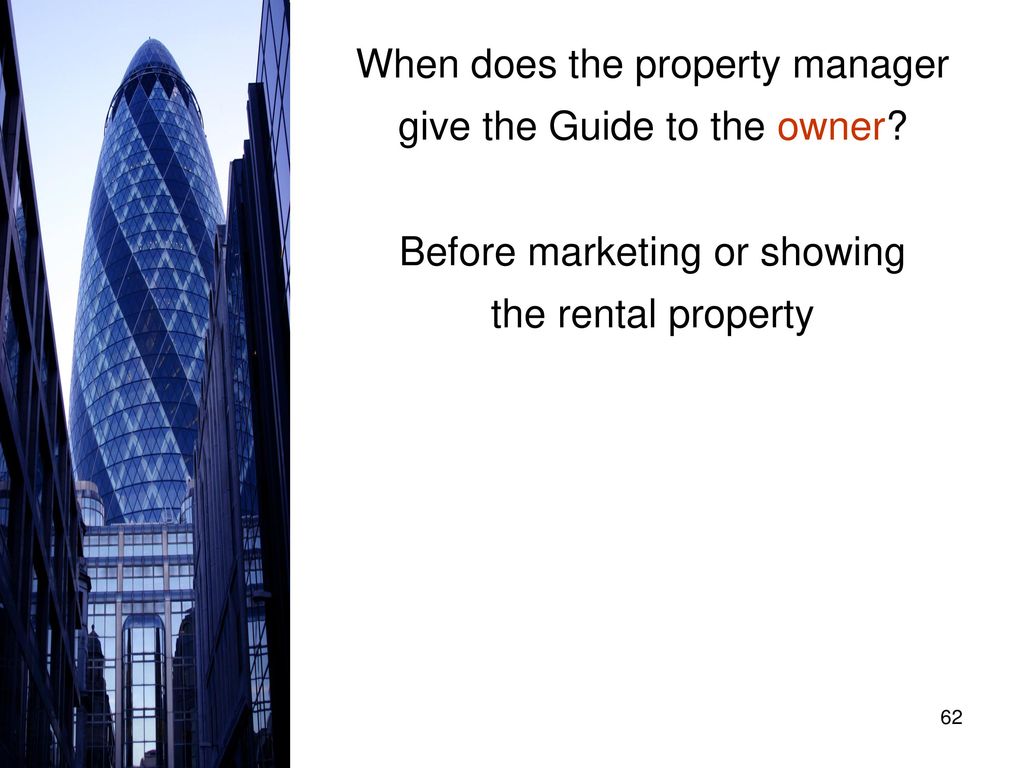 When does the property manager give the Guide to the owner