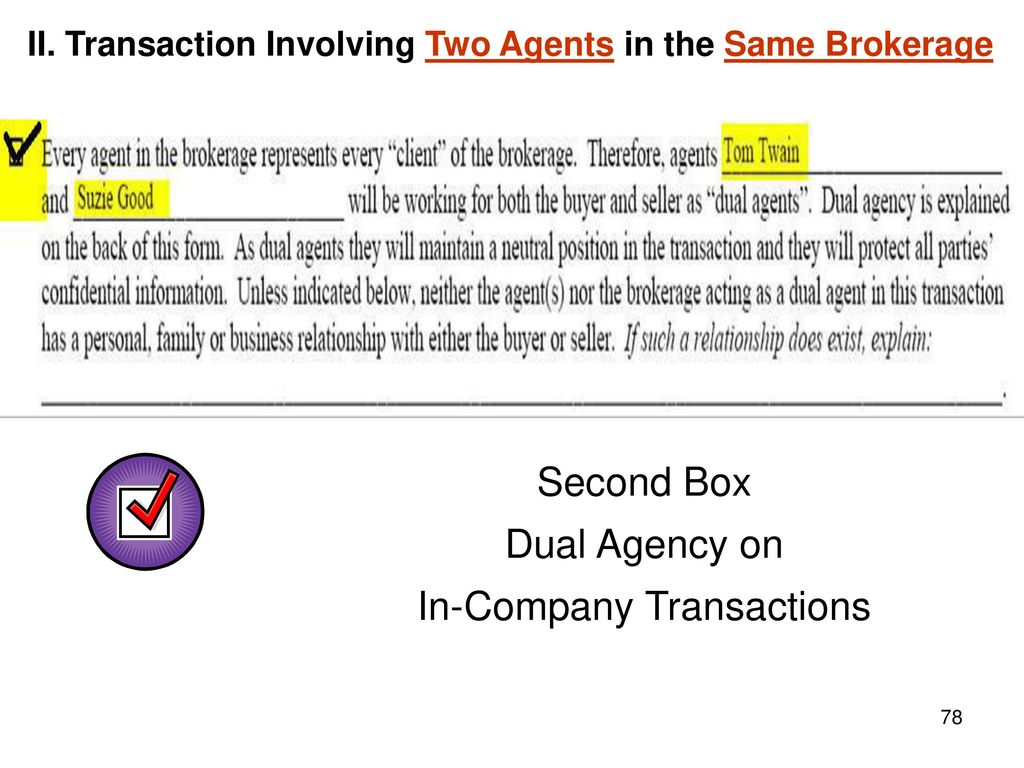 Second Box Dual Agency on In-Company Transactions