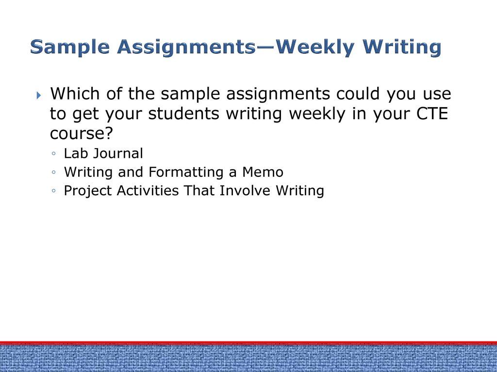 Sample Assignments—Weekly Writing