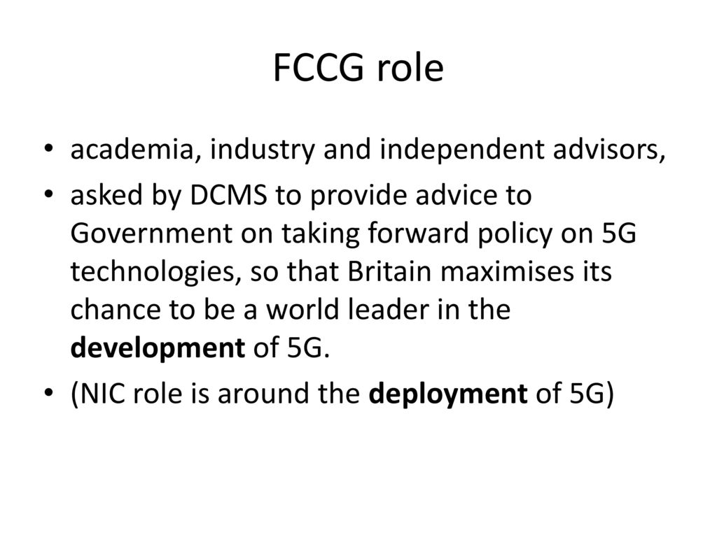 FCCG role academia, industry and independent advisors,