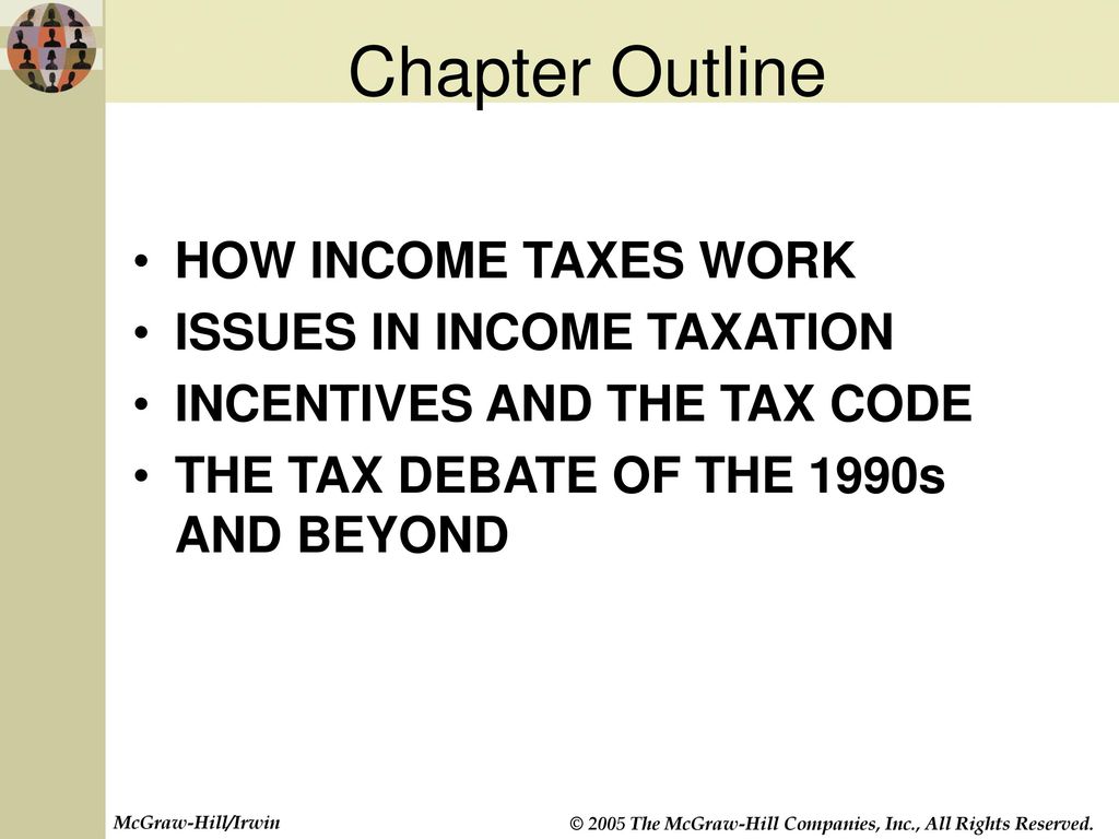 Chapter Outline HOW INCOME TAXES WORK ISSUES IN INCOME TAXATION