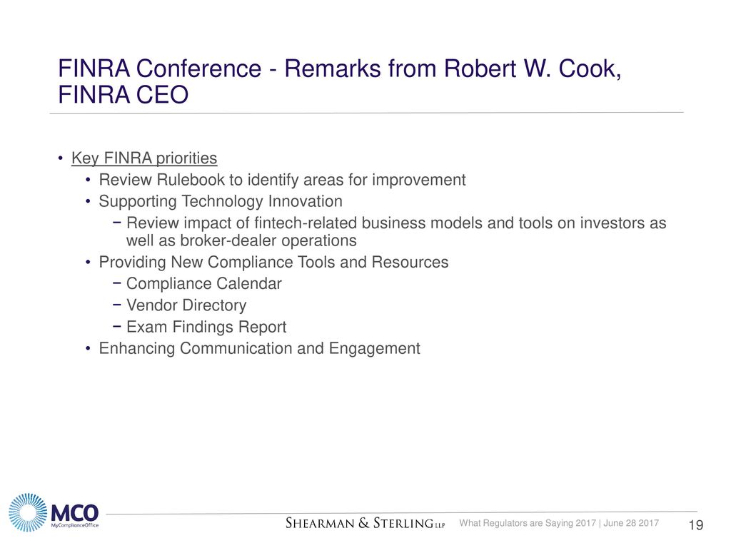 SEC and FINRA 2017 Priorities: A Midyear Update ppt download