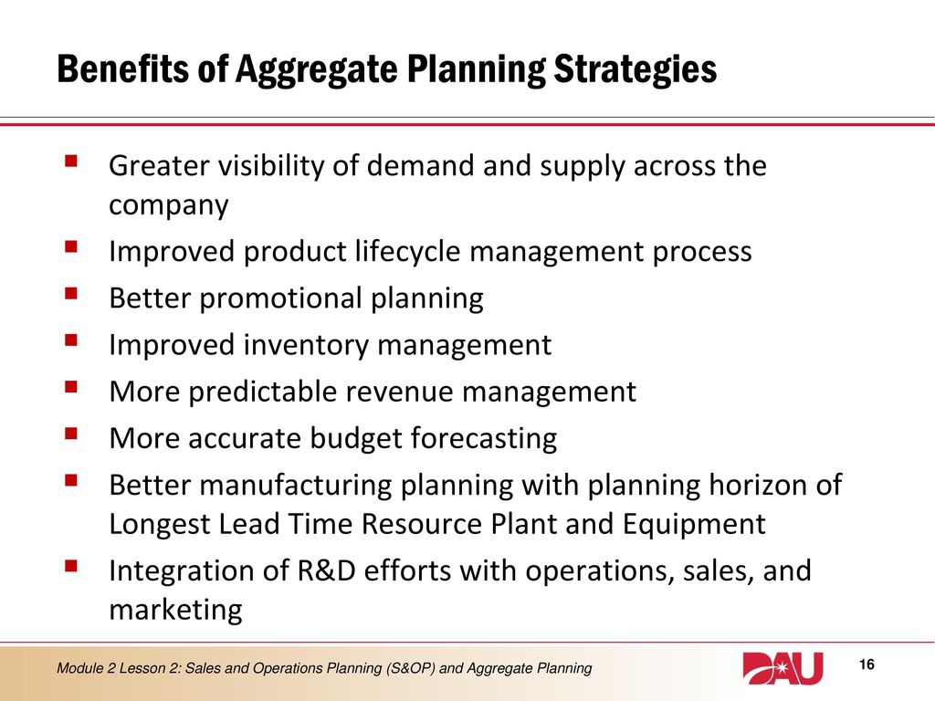 Lesson 2 sales and operations planning s op and aggregate planning