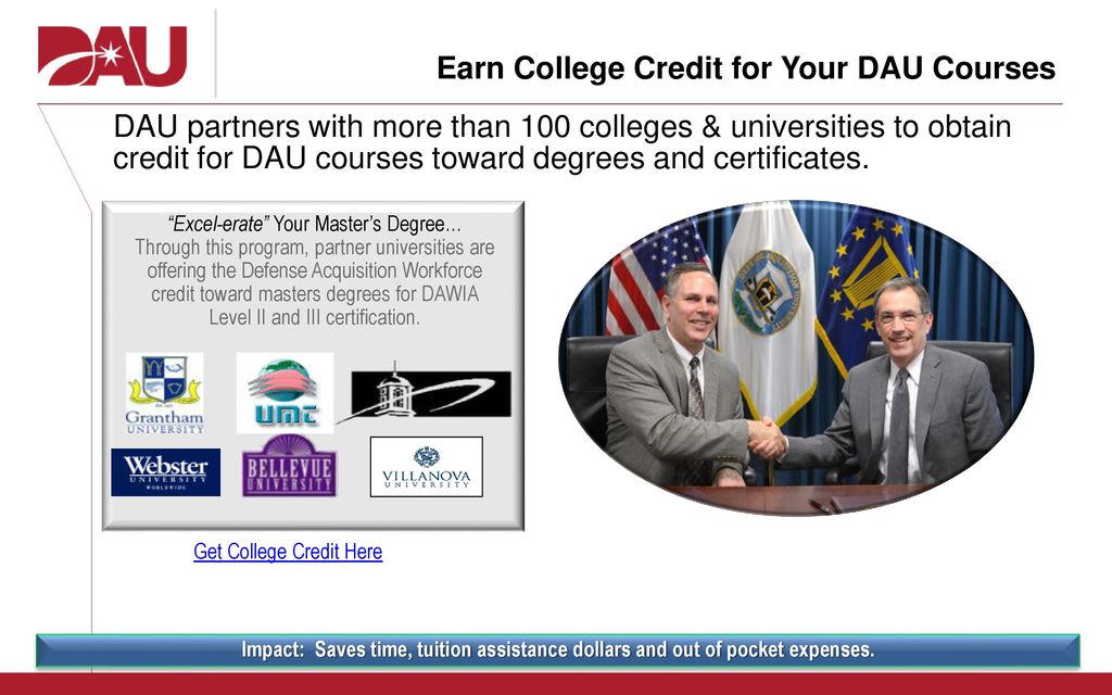 Earn College Credit for Your DAU Courses