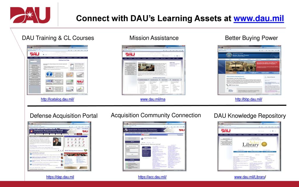 Connect with DAU’s Learning Assets at