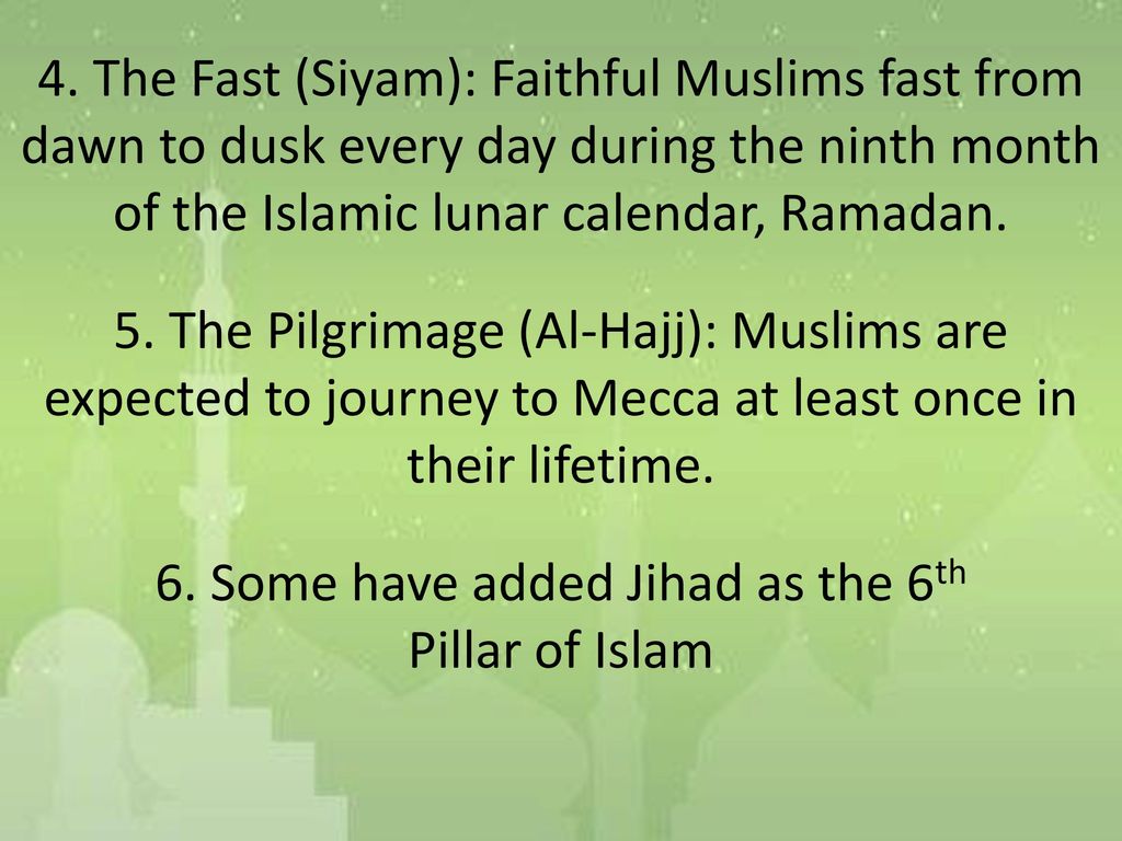 what is the 6th pillar of islam