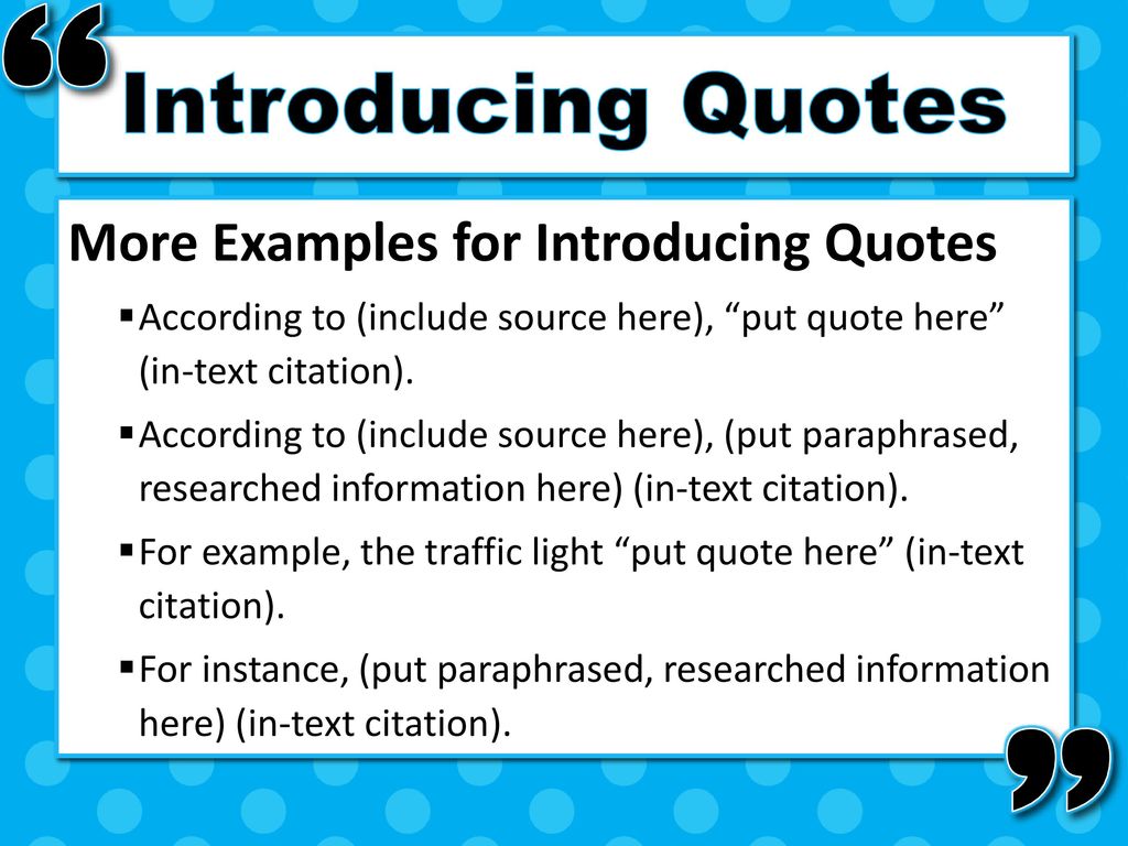 how to introduce quotes in a research paper