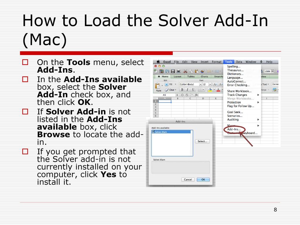 install solver in excel for mac