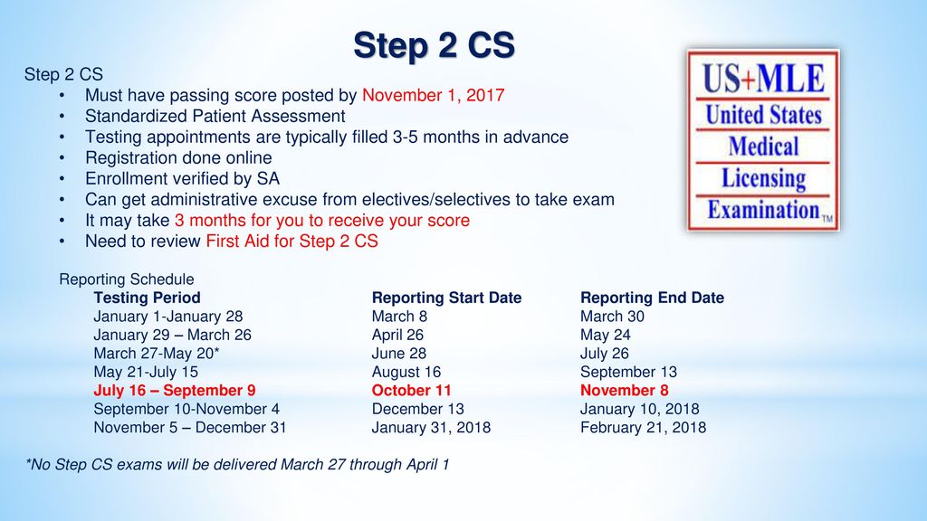 Step 2 Cs Reporting Schedule 2025