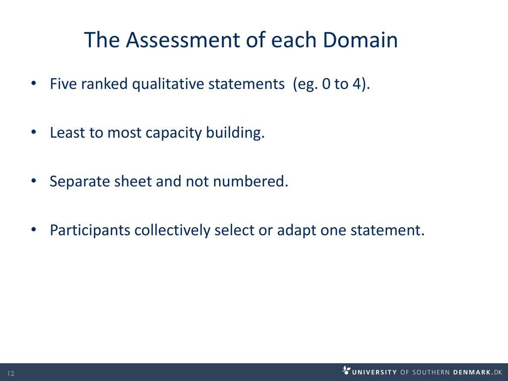 The Assessment of each Domain