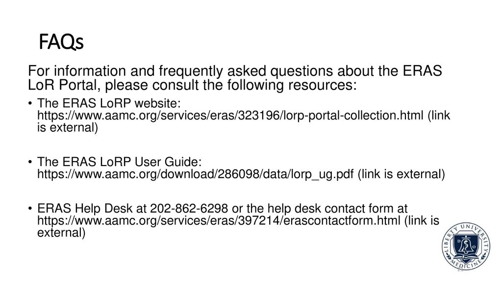ERAS Letter of (LoR) and LoR Author Support ppt download