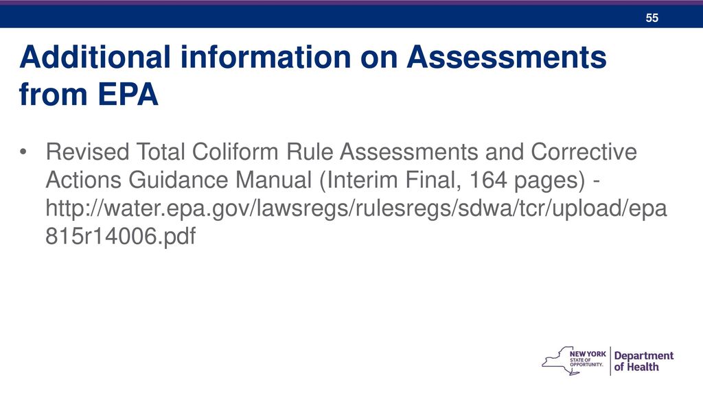 Additional information on Assessments from EPA