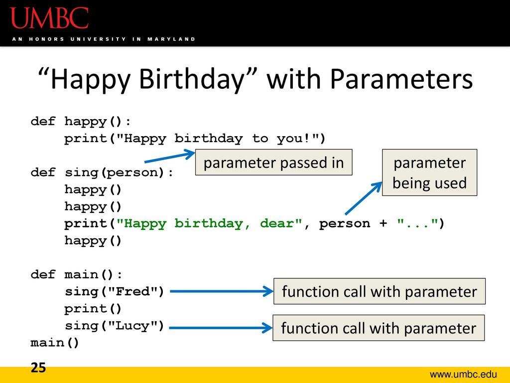 Happy Birthday with Parameters