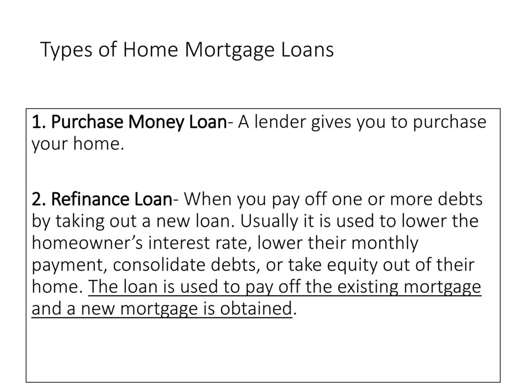 Types of Home Mortgage Loans