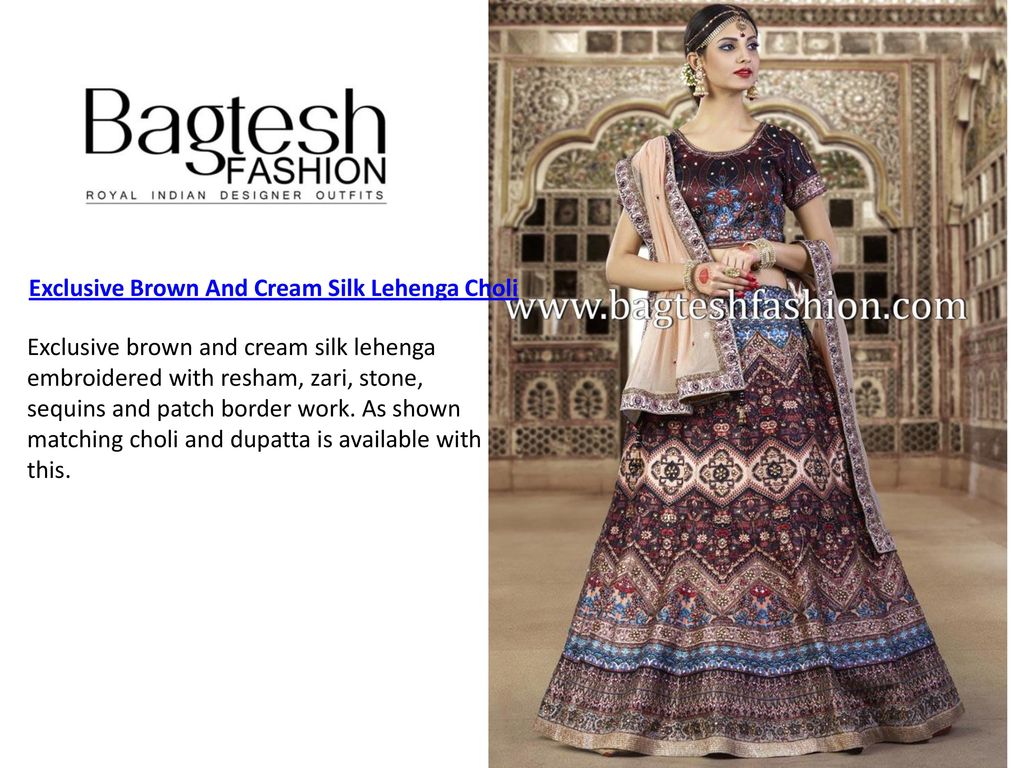 Exclusive Brown And Cream Silk Lehenga Choli