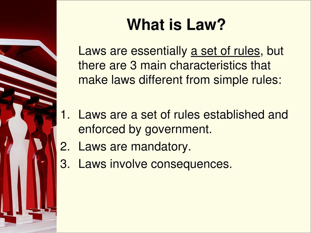 Laws are made by. Law and Rule of Law difference. Set difference Law.